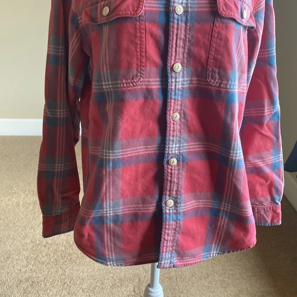 J. Crew Red and Blue Casual Button Down. Size S. Flannel. 100% cotton.